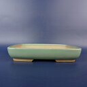 【中古】盆栽鉢 落款あり 小型 長辺 約18cm 長方鉢 釉薬 現品 中古鉢