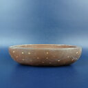 【中古】盆栽鉢 中国宜興 小型 長辺 約11.6cm 変形 長方鉢 梨皮 泥鉢 中国鉢 現品 中古鉢