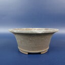 【中古】盆栽鉢 渓翠 小鉢 長辺 約 9.2cm 丸鉢 外縁 下帯 泥鉢 現品 中古鉢 送料無料