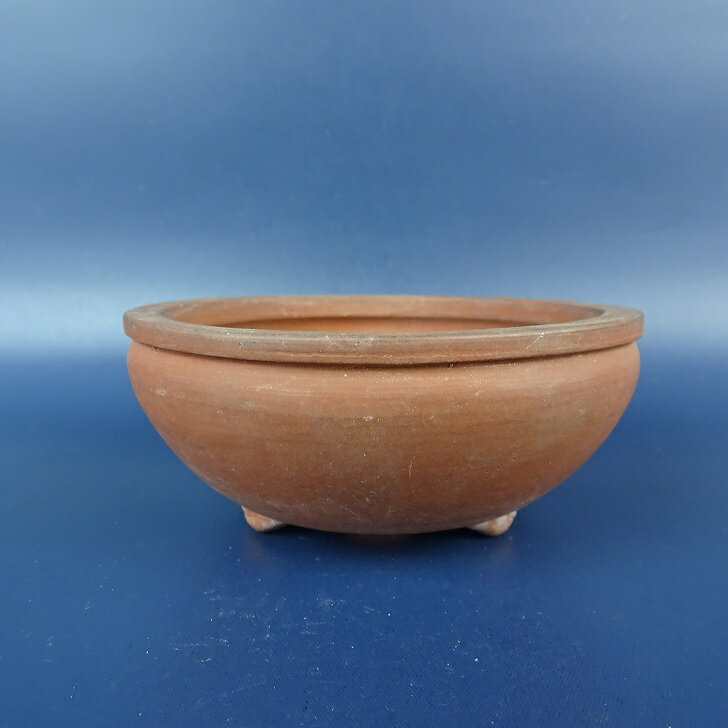 【中古】盆栽鉢 一陶園 小鉢 長辺 約 9.8cm 丸鉢 外縁 雲足 泥物 現品 中古鉢