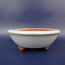 【中古】盆栽鉢 燿山 小型 長辺 約12.3cm 丸鉢 釉薬 現品 中古鉢