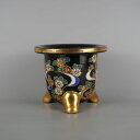 【中古】 鉢 植木鉢 ラン鉢 小型 高さ 約12.5cm 丸鉢 色絵 花 模様 観賞用 現品 中古鉢 送料無料