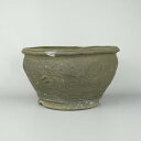 【中古】盆栽鉢 十王堂 松泉造 中型 長辺 約 29cm 丸鉢 外縁 現品 中古鉢