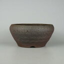 【中古】盆栽鉢 常滑 十王堂 松泉造 中型 長辺 約 22cm 丸鉢 泥物 現品 中古鉢 送料無料