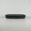 【中古】 盆栽鉢 常滑 秀峰造 義村陶園 中型 長辺 約32.5cm 長方鉢 撫角 鋲打 釉薬 現品 中古鉢 送料無料