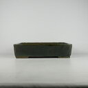 【中古】 盆栽鉢 常滑 秀峰造 中型 長辺 約34.5cm 長方鉢 隅入 釉薬 現品 中古鉢 送料無料