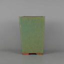 【中古】 盆栽鉢 青交趾 中型 高さ 約21.5cm 正方鉢 釉薬 現品 中古鉢