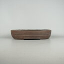【中古】盆栽鉢 常滑 山秋造 松泉焼 中型 長辺 約31.5cm 楕円鉢 中帯 泥物 現品 中古鉢 送料無料
