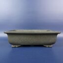 【中古】 盆栽鉢 常滑 千交苑 中型 長辺 約21cm 長方鉢 外縁 隅入 雲足 泥物 現品 中古鉢