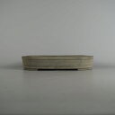 【中古】盆栽鉢 常滑 山秋造 中型 長辺 約 29.5cm 長方鉢 撫角 上下帯 泥物 現品 中古鉢 送料無料