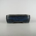 【中古】盆栽鉢 春松 緑巳斎 中型 長辺 約 30.5cm 長方鉢 中下帯 釉薬 現品 中古鉢