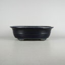 【中古】盆栽鉢 常滑 黎鳳造 中型 長辺 約 34.8cm 楕円鉢 外縁 雲足 中帯 釉薬 現品 中古鉢 送料無料