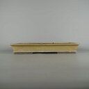 【中古】盆栽鉢 常滑 山秋造 松泉焼 中型 長辺 約 39.5cm 長方鉢 縁付 下帯 釉薬 現品 中古鉢 送料無料