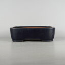 【中古】盆栽鉢 山房 中型 長辺 約 31cm 長方鉢 撫角 釉薬 現品 中古鉢