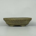 【中古】盆栽鉢 文山 鋲打 楕円鉢 現品 中古鉢 送料無料