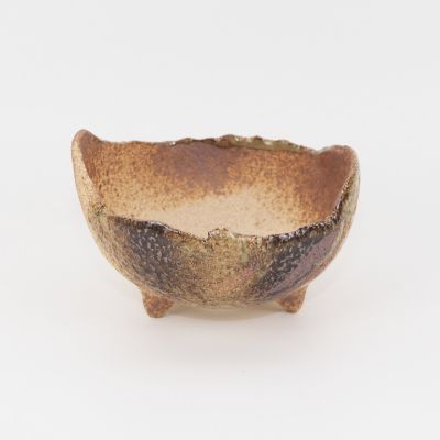 盆栽鉢 萬古焼 万古焼 茶オリベ 4号 木の葉曲げ 幅12cm×奥行11cm×高さ8cm 陶器鉢 陶器 ミニ盆栽 ミニミニ 苔玉 苔盆栽 苔玉鉢 コケ 手作り 盆栽妙