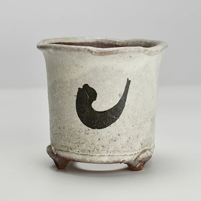 盆栽鉢 白そりひねり深足付 3.5号　幅10cm×高さ9.5cm 陶器