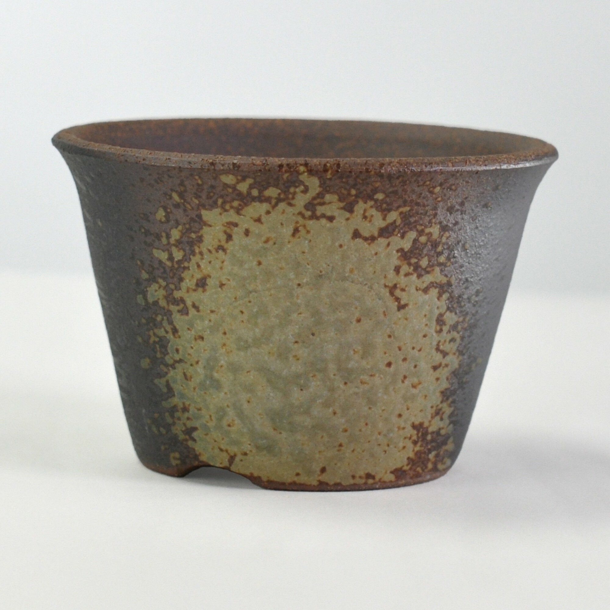 盆栽鉢 万古焼 釉吹3.5号 浅型 幅11cm奥行11cm高さ7.5cm 植木鉢 山野草鉢 陶器鉢 盆栽 苔盆栽 観葉植物..