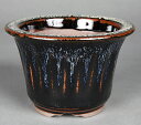 盆栽鉢 山野草鉢 小石原焼海鼠釉丸鉢 4号 13cm 黒色 小品盆栽 ミニ盆栽 山野草 野草に最適