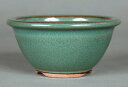 盆栽鉢 植木鉢 「小石原焼緑釉丸鉢」 山野草鉢 山草鉢 色鉢 4号 11cm 緑色 グリーン 小品盆栽 ミニ盆栽 野草 草物に最適