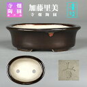 盆栽鉢 加藤里美飴釉楕円鉢 植木鉢 瀬戸 寺畑陶園 さとみ 4号 11cm ブラウン 小品盆栽 ミニ盆栽に最適