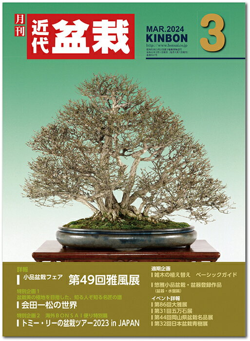 月刊「近代盆栽」2024年3月号　初心者からベテラン愛好家まで、見やすく内容充実の盆栽総合誌!! 盆栽 近盆 kinbon bonsai 月刊誌 趣味の雑誌 送料無料