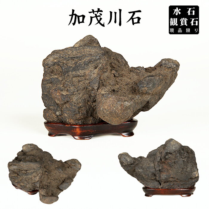 水石 「加茂川石」 盆石 天然石 かもがわ カモガワ すいせき 台座付き 現品限り 【送料無料】