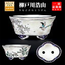 盆栽鉢 柳戸川浩山花鳥図木瓜式鉢 作家鉢 絵付鉢 手造り 手描き 手造り 3号 10cm 小品 ミニ盆栽に最適 現品限り 【送料無料】