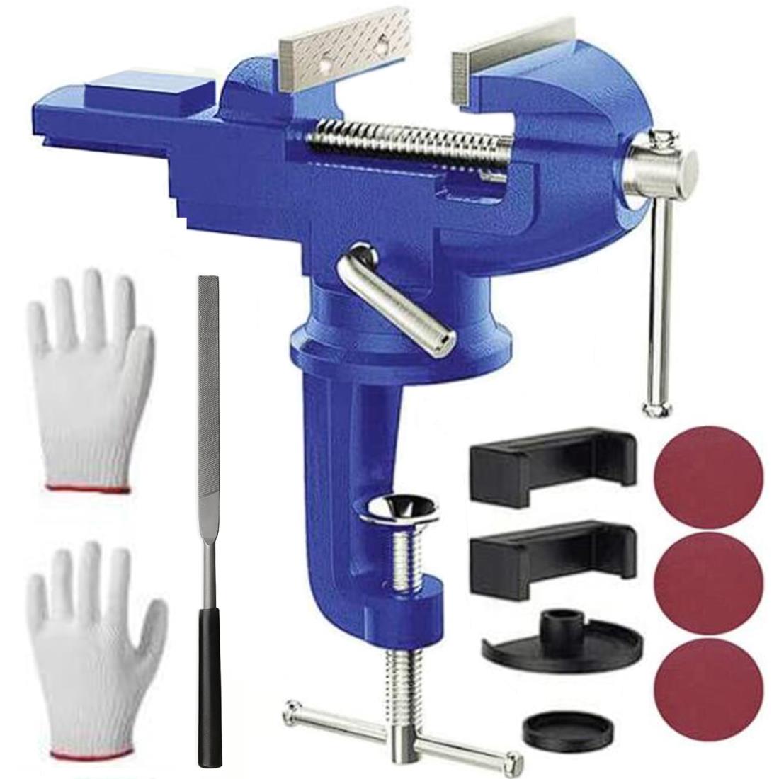 最大開口75mm 小型卓上万力 360°回転盤付き ベンチバイス クランプ 鋳鋼製 鋳鉄ではありません 携帯用..