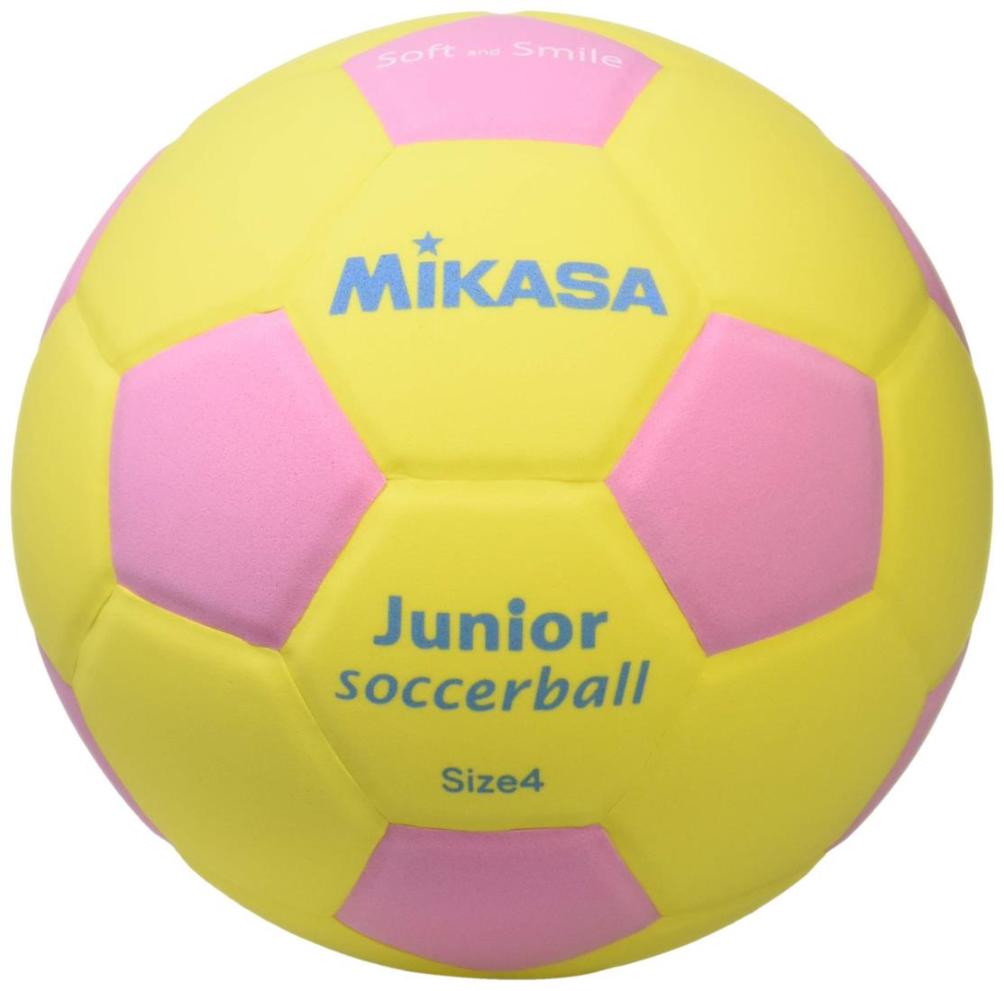 ミカサ(MIKASA) ジュニア サッカーボール 4号 スマイルサッカー (小学生用) 約180g イエロー/ピンク 貼りボール SF4J-YP 推奨内圧0.10~0.15(kgf/㎠)