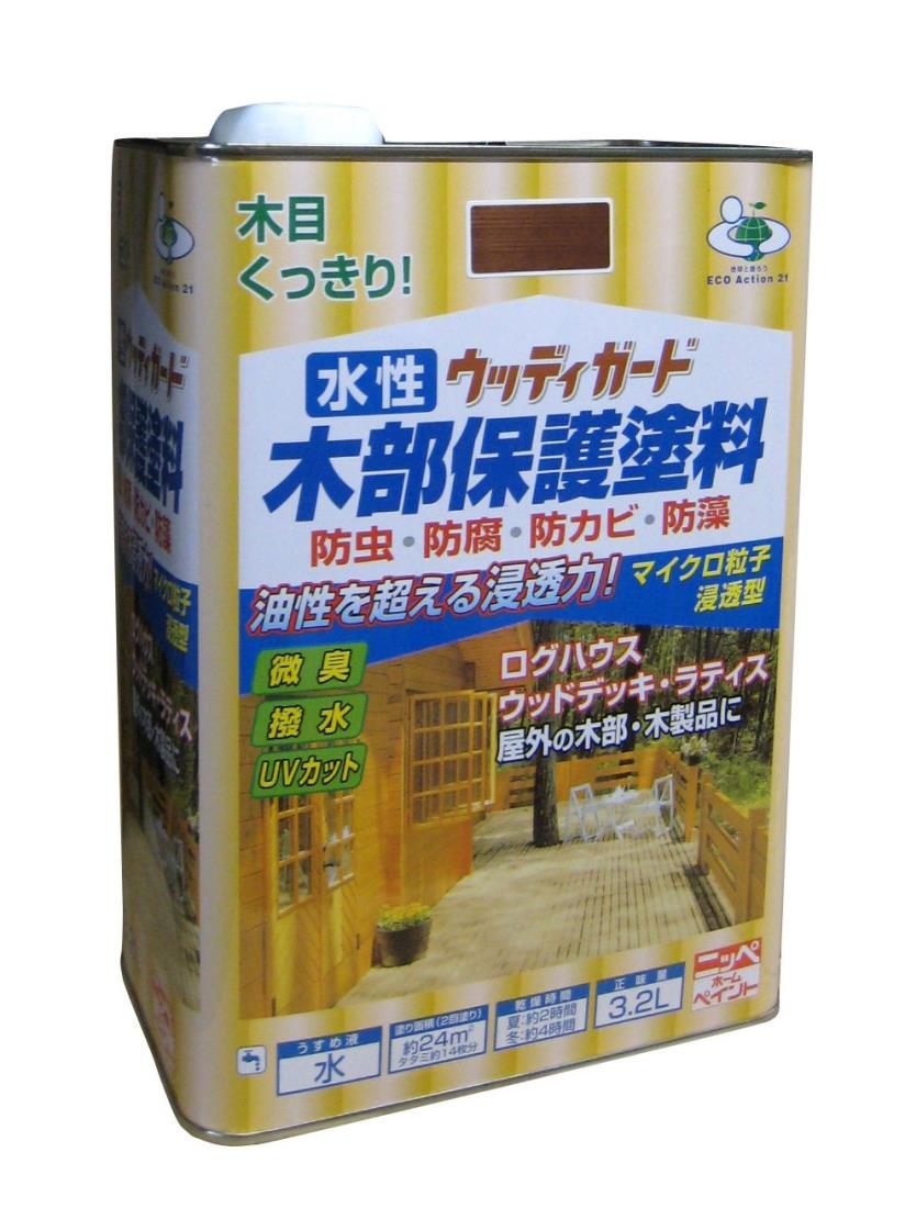 ニッペ ペンキ 塗料 水性ウッディガード 3.2L セージグリーン 水性 屋外 ステイン 日本製 4976124533266