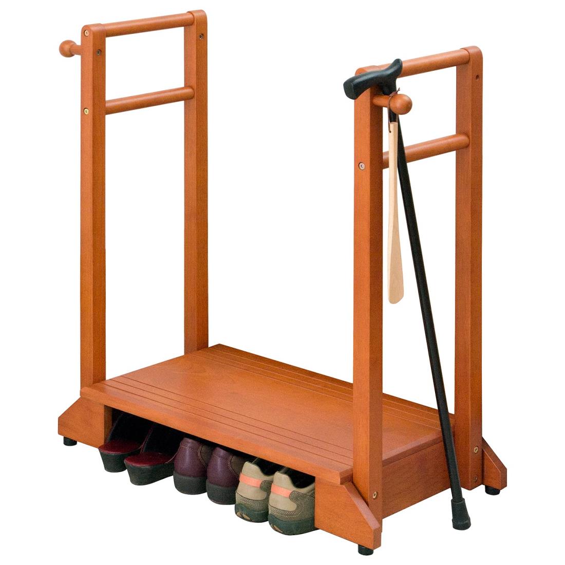 萩原(Hagihara) 玄関踏み台 玄関台 手すり付き踏み台 両手すり 【安心の耐荷重100kg】 ひざ 腰 負担軽..