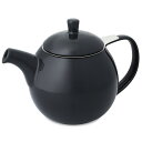 フォーライフ ティーポット 陶器 710ml 大容量 4杯用 茶こし付き 電子レンジ・食洗機対応 ブラック 黒 カーヴティーポット 387Bkg