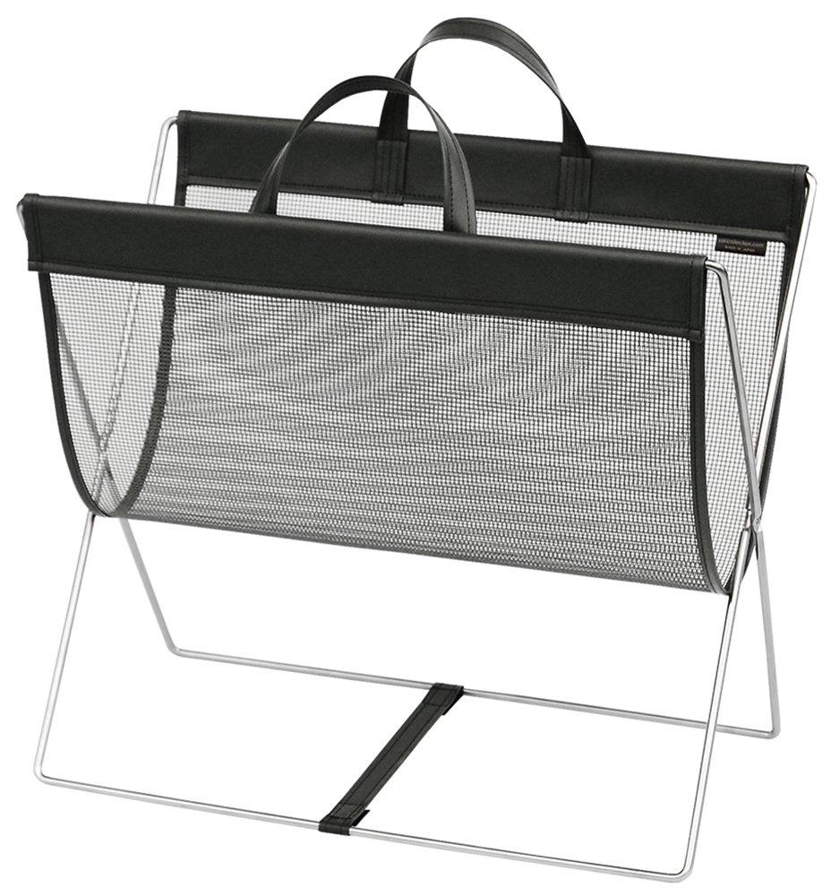 サキ 手荷物入れ セルフワゴン メッシュ×レザー調 PVC ブラック R-358