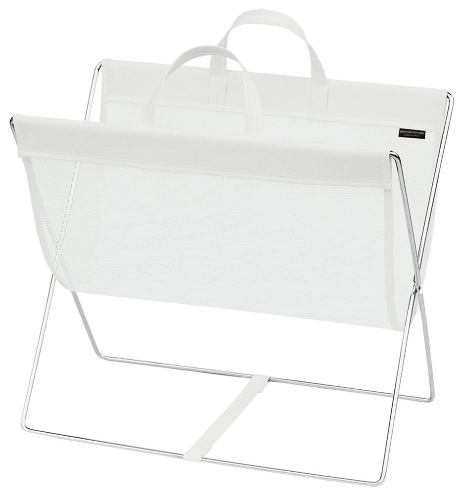 サキ 手荷物入れ セルフワゴン メッシュ×レザー調 PVC ホワイト R-358