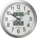 リズム(RHYTHM) 掛け時計 電波時計 オフィス 36回チャイム機能 温度 湿度 カレンダー 時報機能 静音 シルバー Φ43x6.6cm オフィス用品 工場 事務所 4FN404SR19