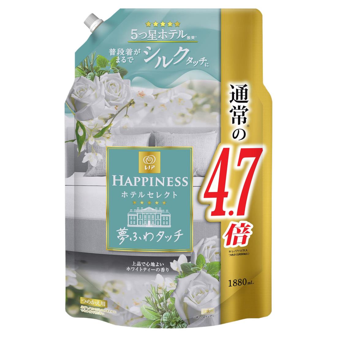 レノア ハピネス 夢ふわタッチ 柔軟剤 ホワイトティー 詰め替え 1,880mL[大容量]