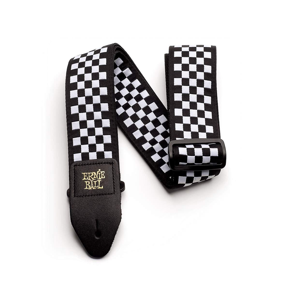 【正規品】 ERNIE BALL 4149 ギターストラップ JACQUARD STRAP BK&WH CHECKERED ジャカード・ストラップ ブラック&ホワイト チェック