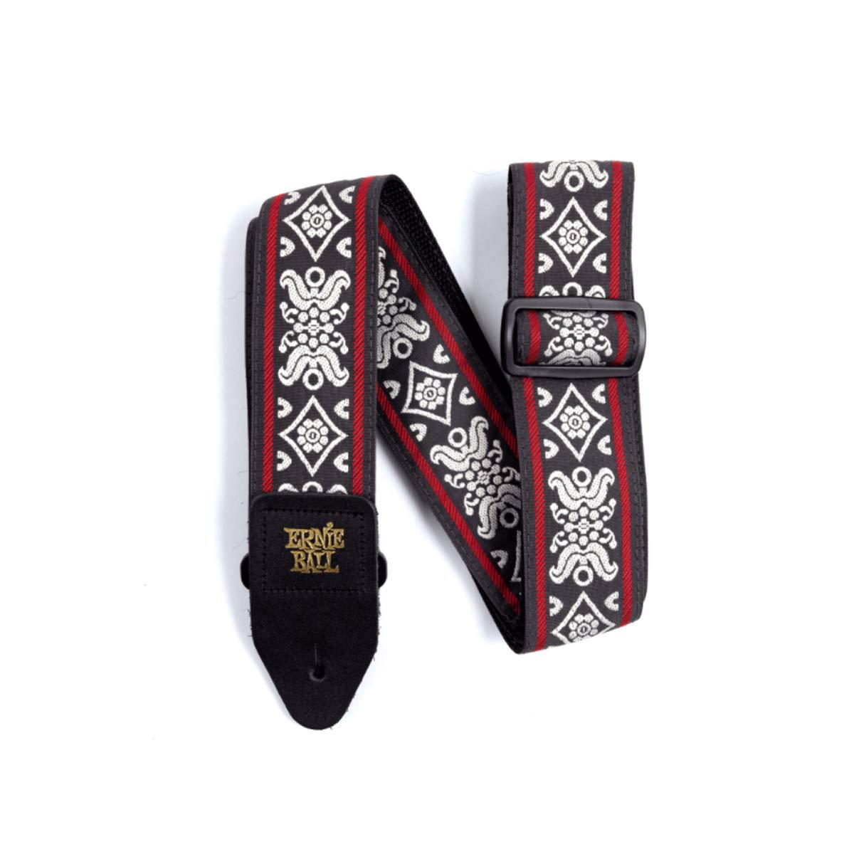 【正規品】 ERNIE BALL 4669 ギターストラップ JACQUARD STRAP BLACKJACK RED ジャカード・ストラップ ブラックジャック・レッド