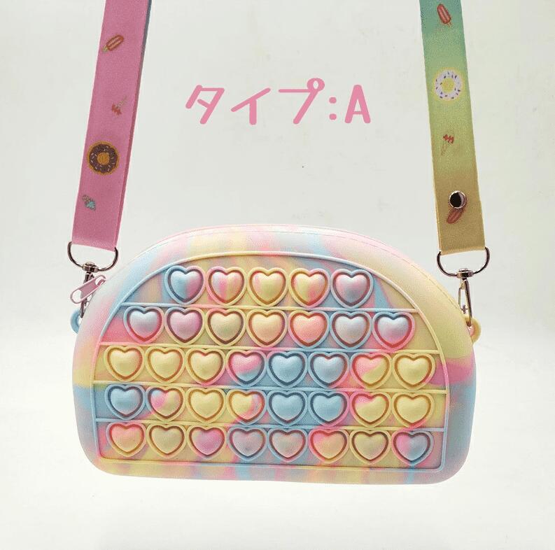【SS限定★10%OFF】 2色レディース サッチェルバッグ ショルダーバッグ プッシュストレス解消グッズ プッシュ バブル 知育 スクイーズ 玩具 カラフル バブル感覚 プッシュ ストレス プッシュバブル フィジェットおもちゃ 子供 大人 bonuru-10000352 ボヌールStore サンプル画像2