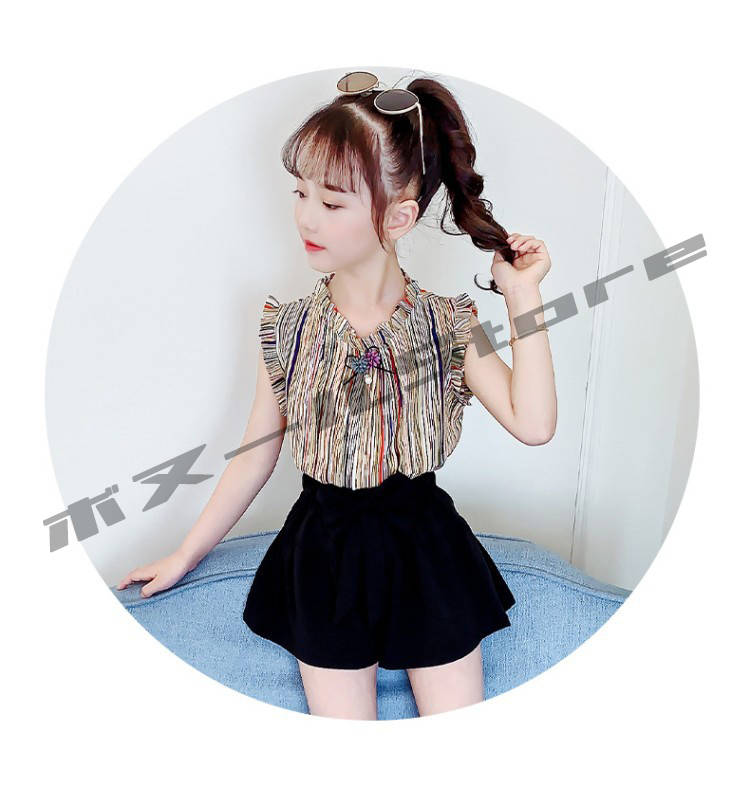 樂天商城 - 【50円クーポン配布中 送料無料】 2026新品 子供服 セットアップ キッズ 女の子 夏服 トップス Tシャツ ストライプ ハーフパンツ 半ズボン 短パン 韓国子ども服 ジュニア おしゃれ 可愛い カジュアル