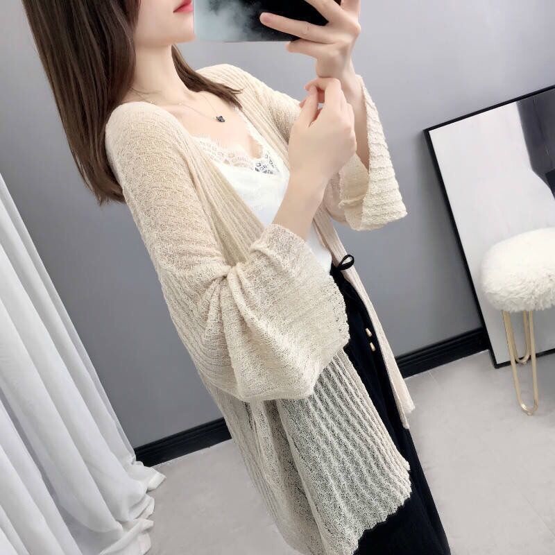 樂天商城 - 【50円クーポン配布中 送料無料】 2色 S/ M/ L/ XL/ XXL 5サイズ カーディガン 薄手 レディース 春夏 ロング uv ロングカーディガン ボレロ サマーニット ニットトップス レディース フェミニン UV対策 接触冷感 し ベーシック サマーニット オフィス