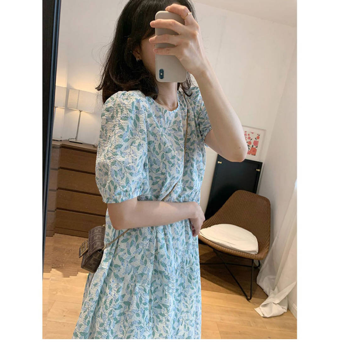 【200円クーポン配布中 送料無料】 ブルー 小花柄のワンピース 季節を楽しむ ロングワンピース レディース ワンピ ロングワンピース ロングワンピ ロング マキシ 柄 大きいサイズ ゆったり 春夏