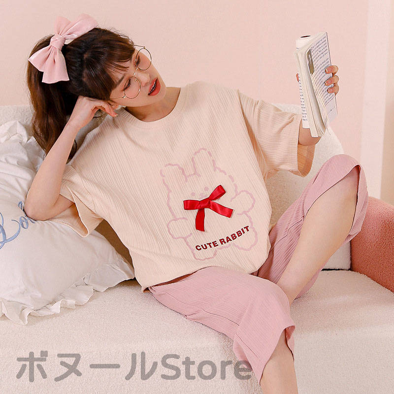 樂天商城 - 【50円クーポン配布中 送料無料】 2色 半袖 セットアップ上下セット パジャマ 寝間着 春 オールシーズン リラックス 大人可愛い プレゼント シンプル かわいい おしゃれ 部屋着 安眠 レディース 春 夏 秋 快適 ラクチン シャツパジャマ ギフト