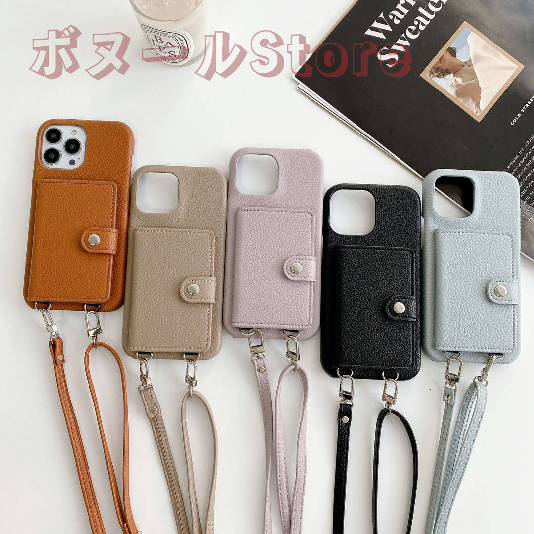 樂天商城 - 【50円クーポン配布中 送料無料】 11色 ライチストライプのスマホケース（小さなゴールドボール付き） スマホショルダー スマホケース スマホストラップ タイプ 全機種対応 携帯 肩掛け 首掛け 斜めがけ 肩紐 ショルダー ストラップ ストラップホルダー 紐