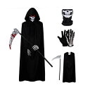 【200円クーポン配布中 送料無料】 ハロウィン コスプレ 死神 ロング フード付き マント 大人 コート 中世の僧侶のロープ 魔法使い 悪魔 メンズ 怖い ホ...