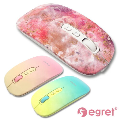 女性向け ワイヤレスマウス EGRET PrettiE Bluetooth5.0 / 2.4Ghzレシーバー付属 / 静音クリック / マルチチャンネル（3デバイス）/ 3段階（1000 1600 2400）DPI調整 / 2段階スリープモード / 7ボタン / 赤LED光学式 戻るボタン搭載 カワイイ カラフル