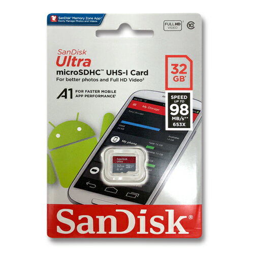 SanDisk マイクロSDカード 32GBmicroSDHC クラス10 UHS-I98MB/s 653X A1対応SDSQUAR-032G-GN6MN