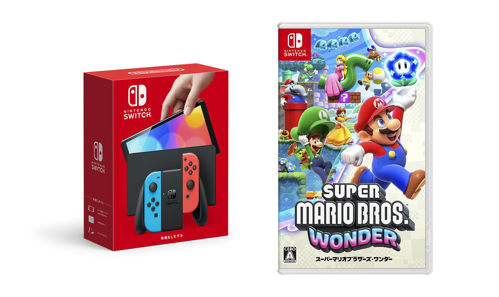 【セット商品】Nintendo Switch（有機ELモデル） Joy-Con(L) ネオンブルー/(R) ネオンレッド＋スーパーマリオブラザーズ ワンダー