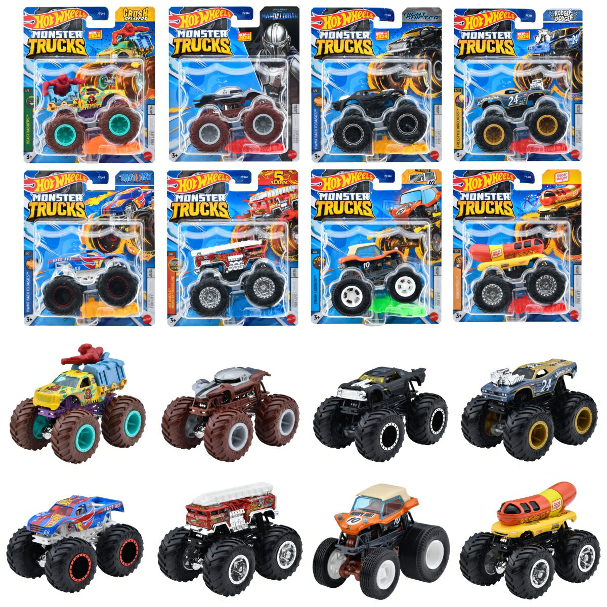 ホットウィール（Hot Wheels） モンスタートラック 1:64アソート【ミニカー8台入り BOX販売】 【3才~】 984C-FYJ44